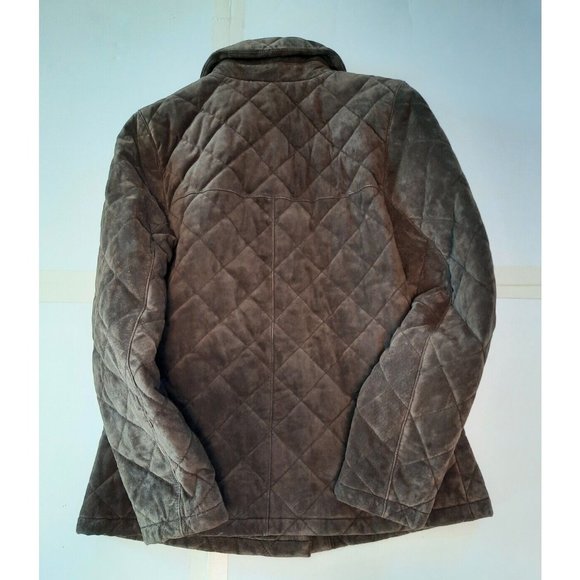 Eddie Bauer womens brown quilted button front heavy suede casual coat size S - Picture 9 of 10
